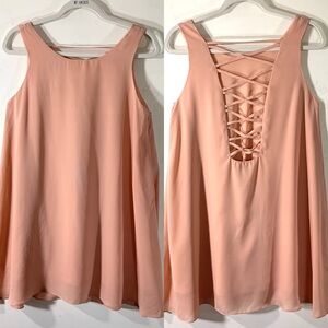 2/$35 NWT Solemio Pink Strappy Open Back Mini Dress